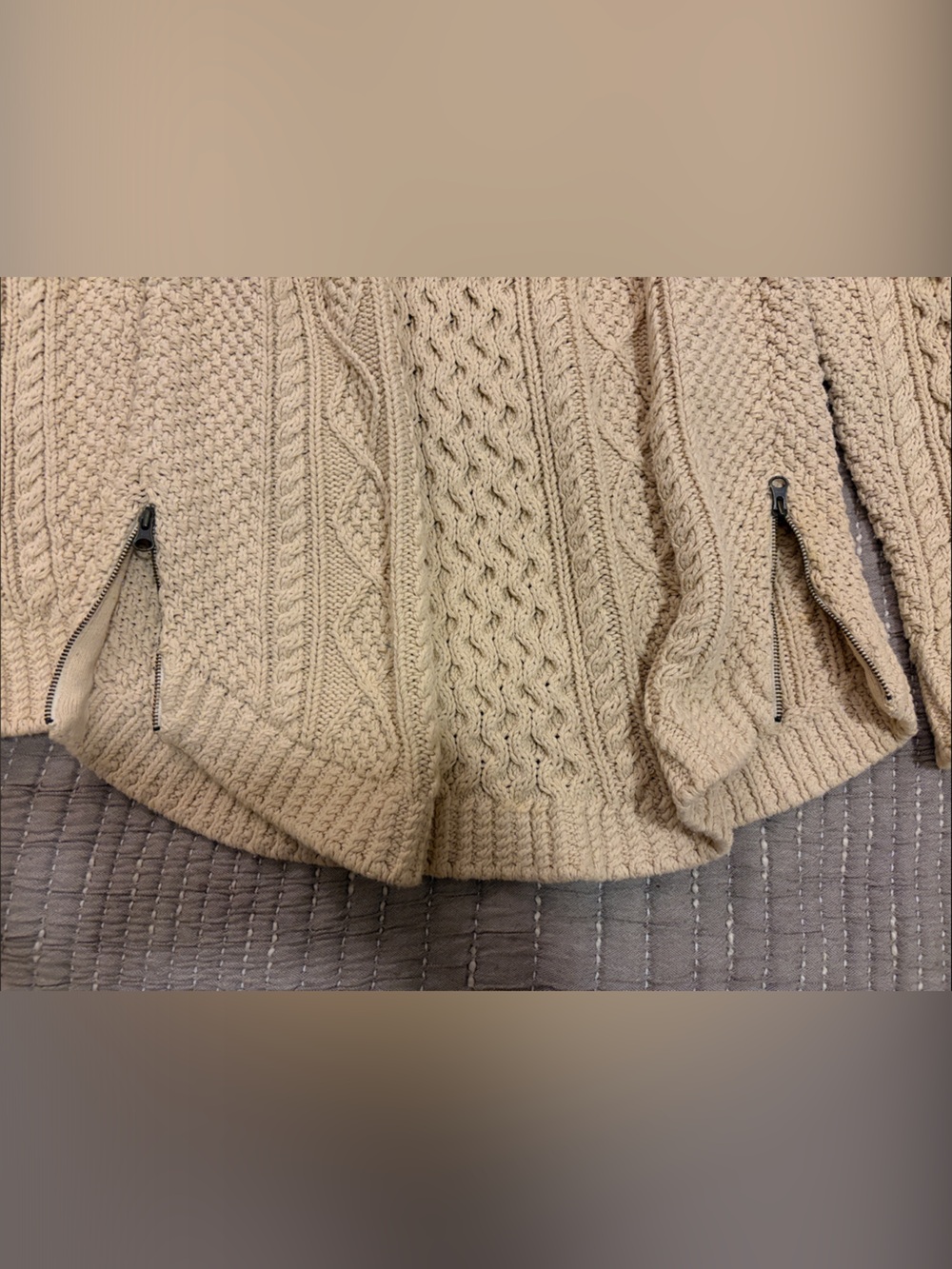 LL Bean Signature Cream Cable Knit Scoopneck Sweater - Picture 6 of 10